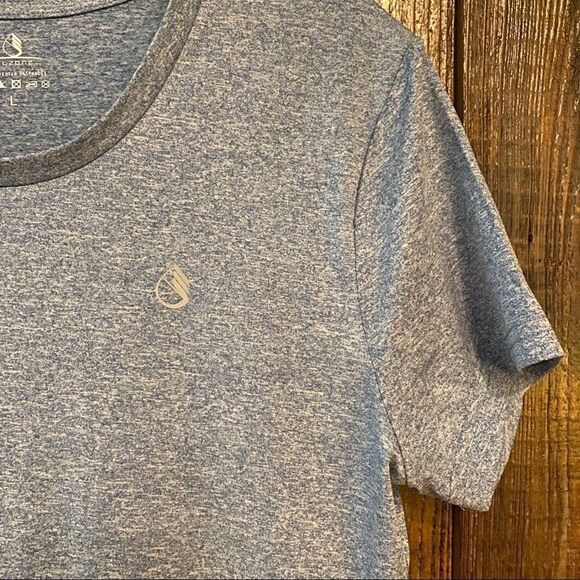 Icyzone Sz L Gray Blue Workout Exercise Stretch T-Shirt - Picture 7 of 7